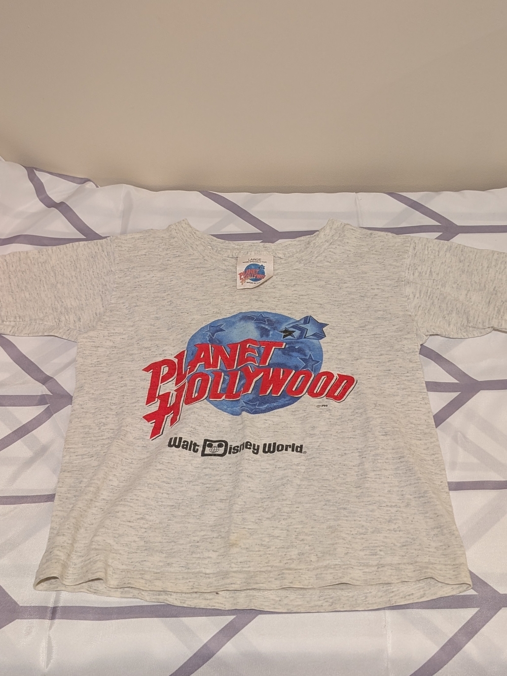 Vintage 90s Planet Hollywood Walt Disney World T-Shirt Grey Youth Large L